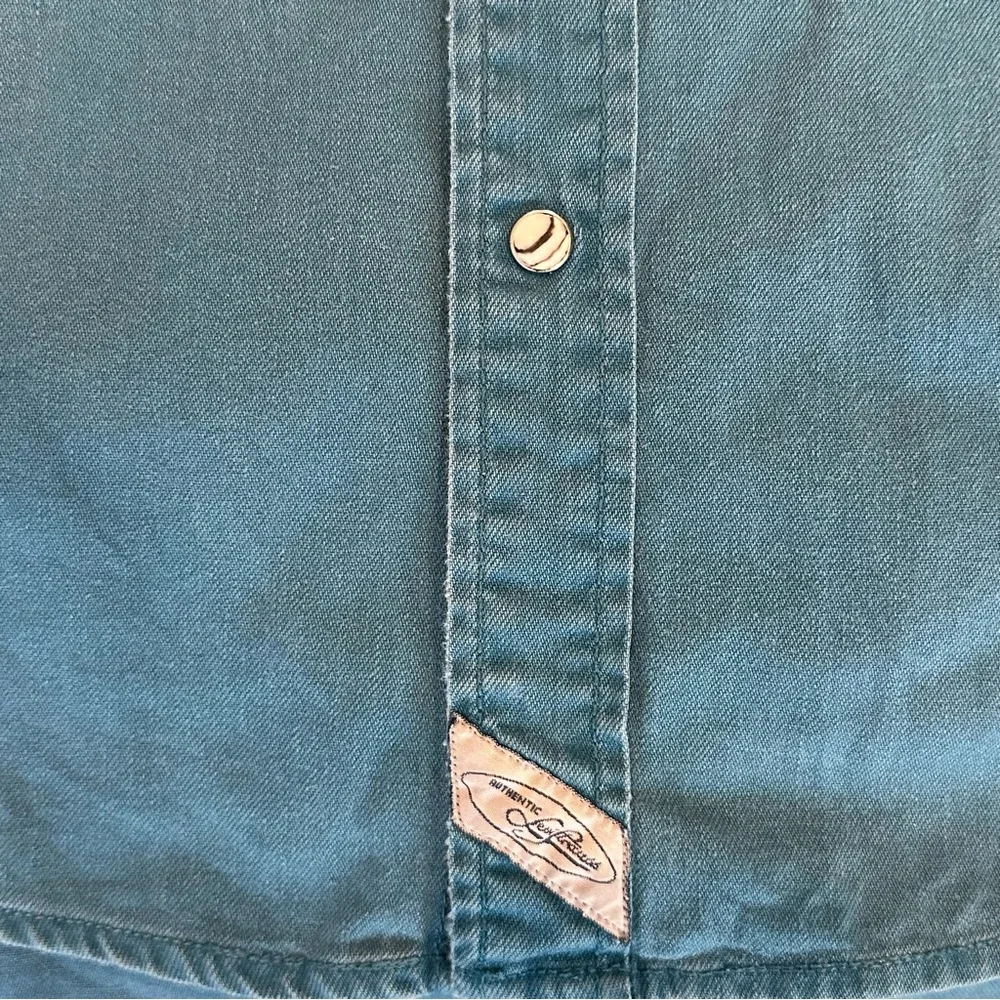 Vintage Levi's Men’s Western Shirt Pearl Snap Blue Long Sleeve M